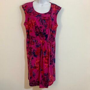 Sleeveless Wrap Dress XL Dark Pink Print Whimsigoth Casual Luxe Feel